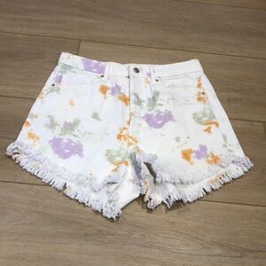 Wild Fable Womens High Rise Denim Shirts Sz 8, Paint Splatter White